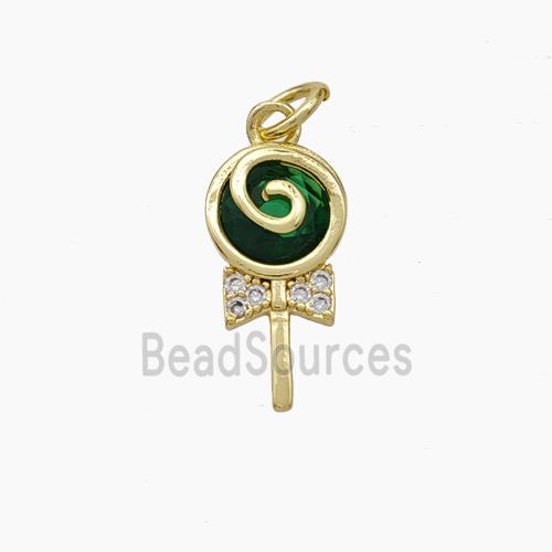 Lollipop Candy Charms Copper Pendant Pave Zirconia Gold Plated