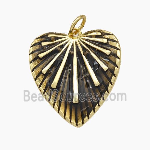 Copper Heart Pendant Black Painted Gold Plated