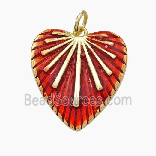 Copper Heart Pendant Red Painted Gold Plated