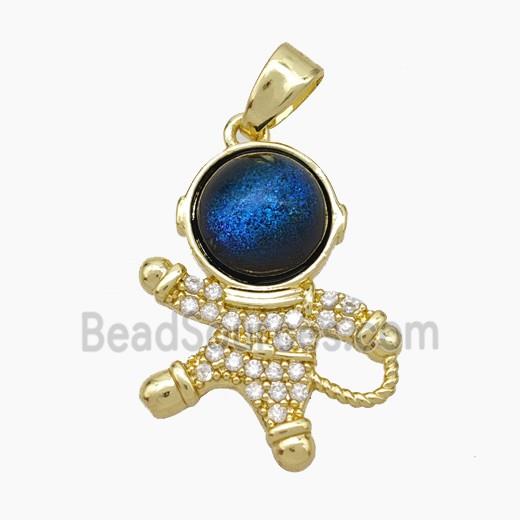 Copper Astronaut Pave Zirconia Acrylic Gold Plated
