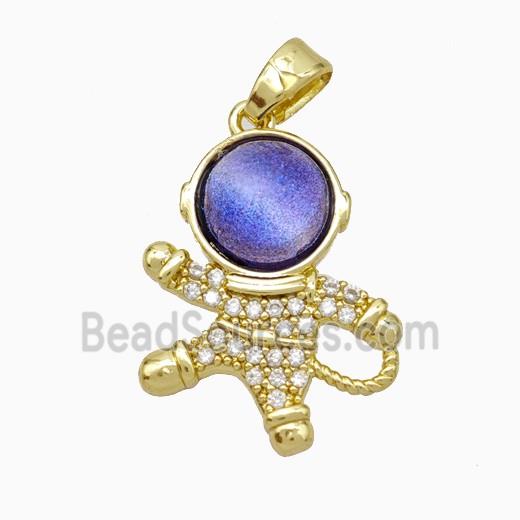Copper Astronaut Pave Zirconia Acrylic Gold Plated