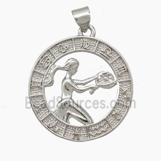 Copper Virgo Pendant Zodiac Circle Platinum Plated