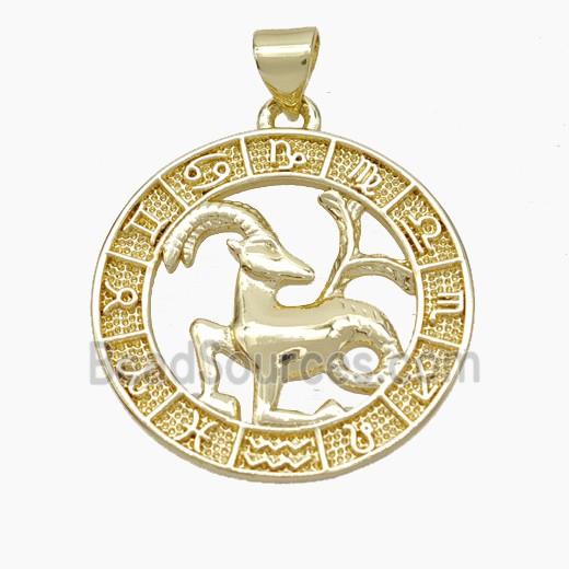 Copper Capricorn Pendant Zodiac Circle Gold Plated