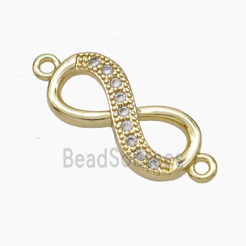 Copper Infinity Connector Pave Zirconia Gold Plated