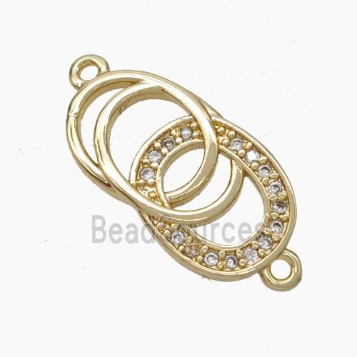 Copper Connector Pave Zirconia Gold Plated