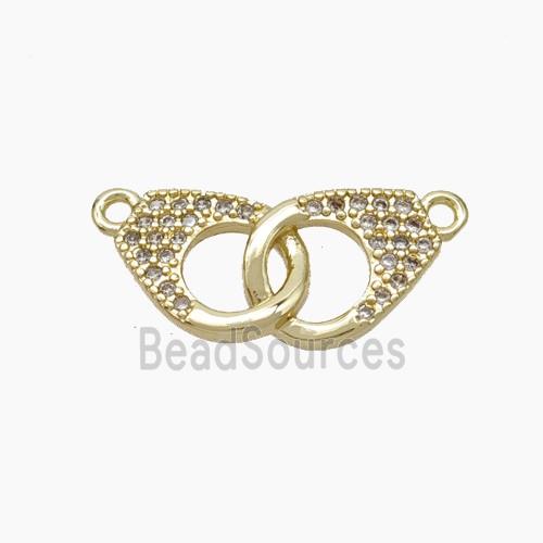Copper Handcuff Pendant Pave Zirconia Gold Plated