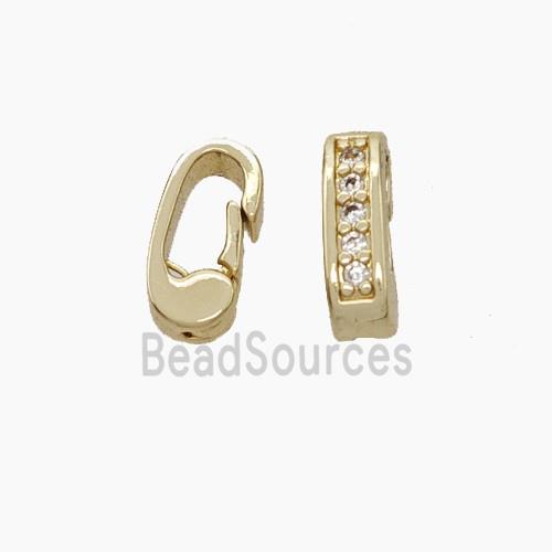 Copper Carabiner Clasp Micropave Zirconia Gold Plated