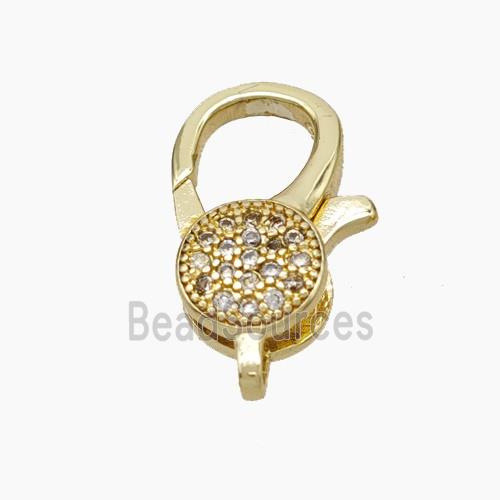 Copper Lobster Clasp Micropave Zirconia Gold Plated