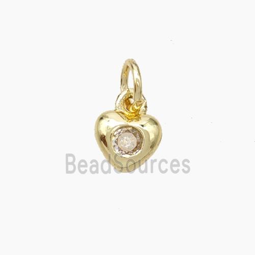 Copper Heart Pendant Pave Zirconia Gold Plated