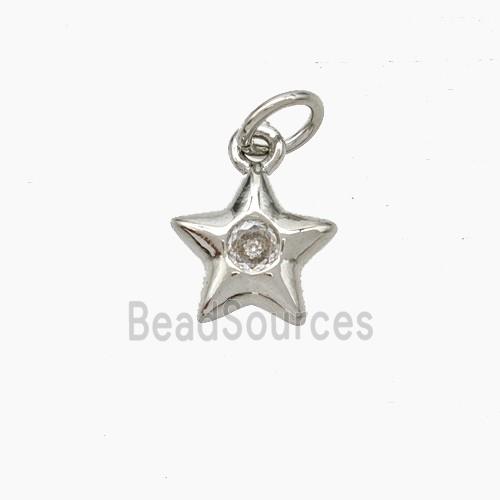 Copper Star Pendant Pave Zirconia Platinum Plated