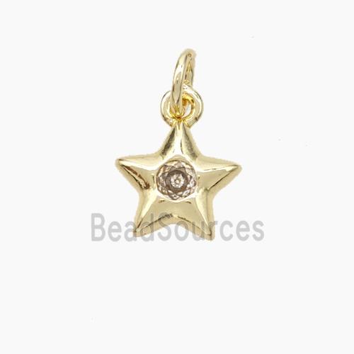 Copper Star Pendant Pave Zirconia Gold Plated