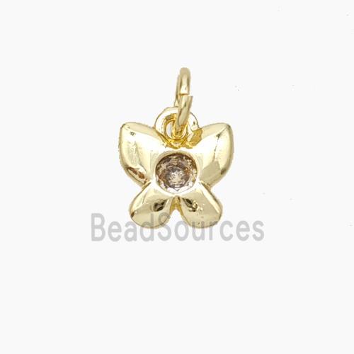 Copper Butterfly Pendant Pave Zirconia Gold Plated