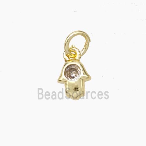 Copper Hamsahand Pendant Pave Zirconia Gold Plated