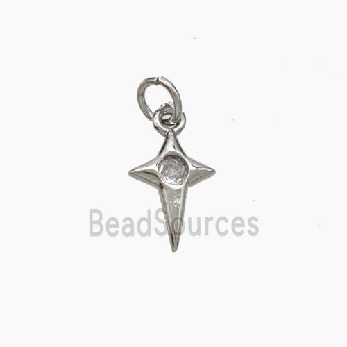 Copper Northstar Pendant Pave Zirconia Platinum Plated