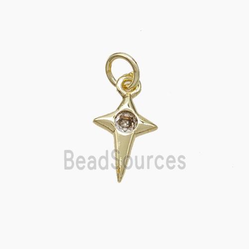 Copper Northstar Pendant Pave Zirconia Gold Plated