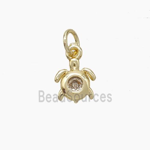 Copper Tortoise Pendant Pave Zirconia Gold Plated