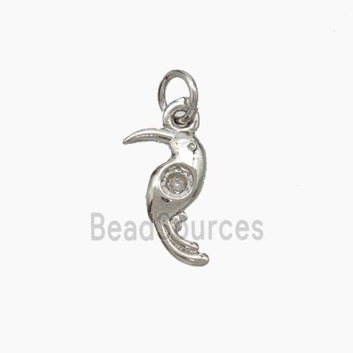 Copper Birds Pendant Pave Zirconia Platinum Plated