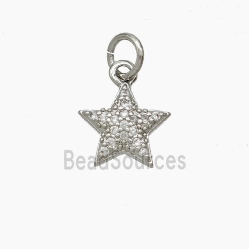 Copper Star Pendant Micropave Zirconia Platinum Plated