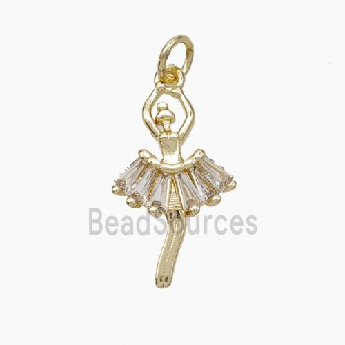 Copper Dancer Girls Pendant Pave Zirconia Gold Plated