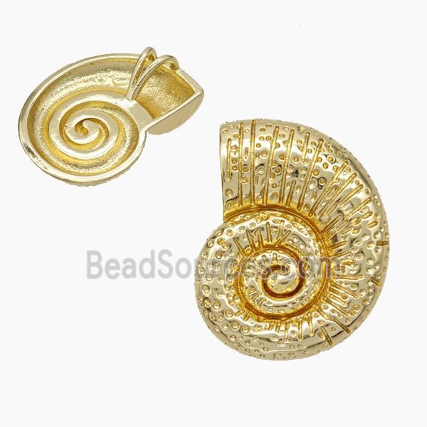 Nautilus Charms Copper Conch Shell Pendant Hammered Gold Plated