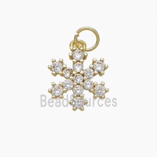 Copper Snowflake Pendant Pave Zirconia Gold Plated