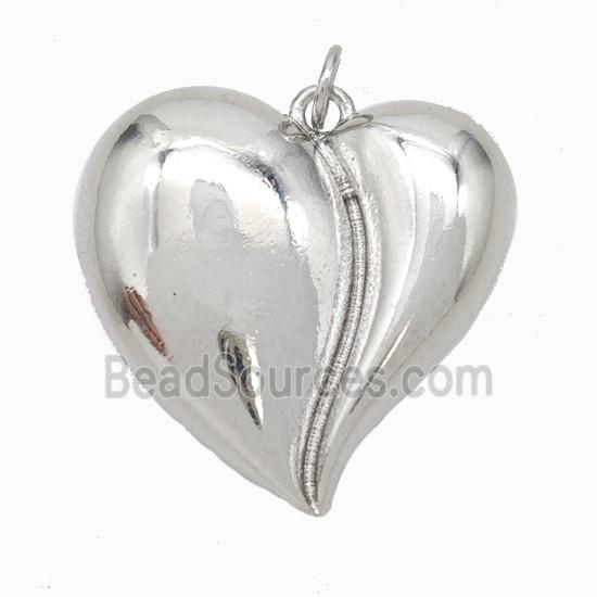 Copper Heart Pendant Platinum Plated