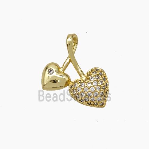 Copper Cherry Pendant Pave Zirconia Gold Plated