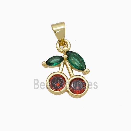 Copper Cherry Pendant Pave Zirconia Gold Plated