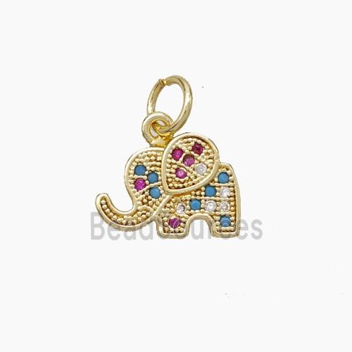 Copper Elephant Pendant Micropave Zirconia Gold Plated