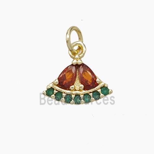 Copper Fan Pendnat Pave Zirconia Gold Plated