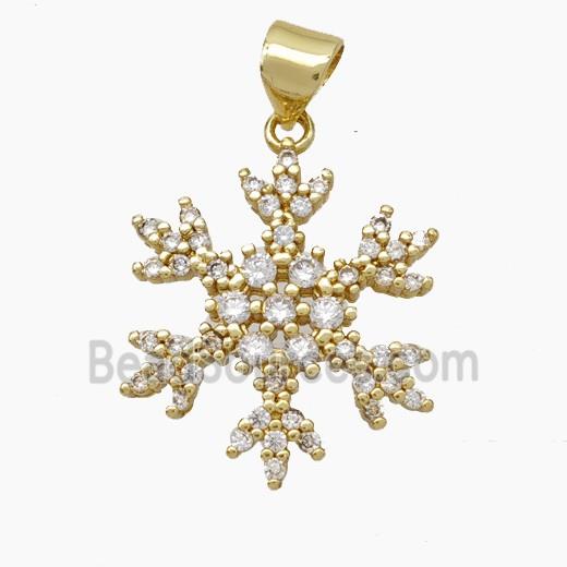 Copper Snowflake Pendant Pave Zirconia Gold Plated