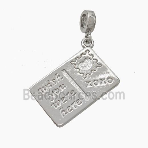 Postcard Charms Copper Pendant Platinum Plated