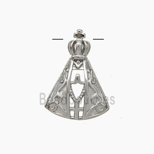 Catholic Cross Crown Charms Copper Pendant Platinum Plated