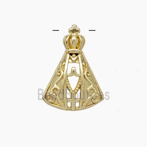 Catholic Cross Crown Charms Copper Pendant Gold Plated