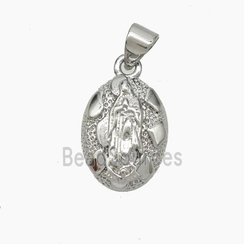 Virgin Mary Charms Copper Pendant Platinum Plated
