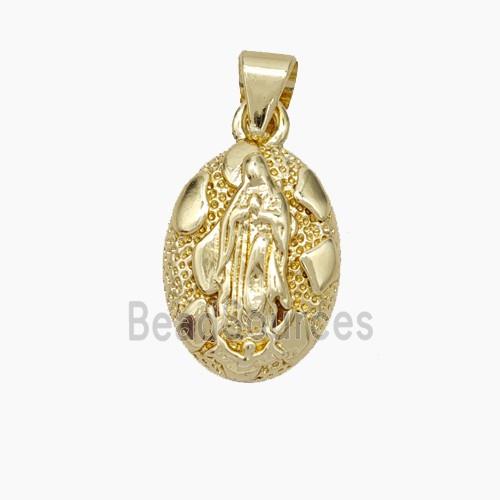 Virgin Mary Charms Copper Pendant Gold Plated