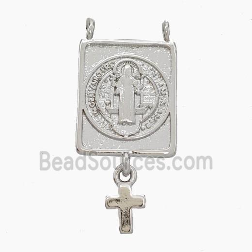 Jesus Charms Copper Pendant 2loops Cross Platinum Plated