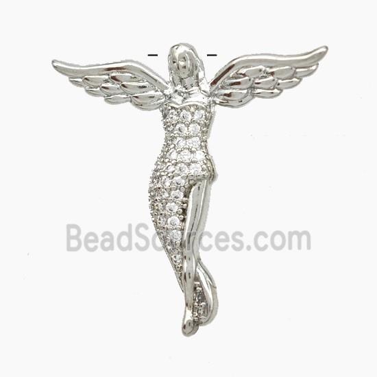 Angelwing Charms Copper Pendant Pave Zirconia Engelsrufer Platinum Plated