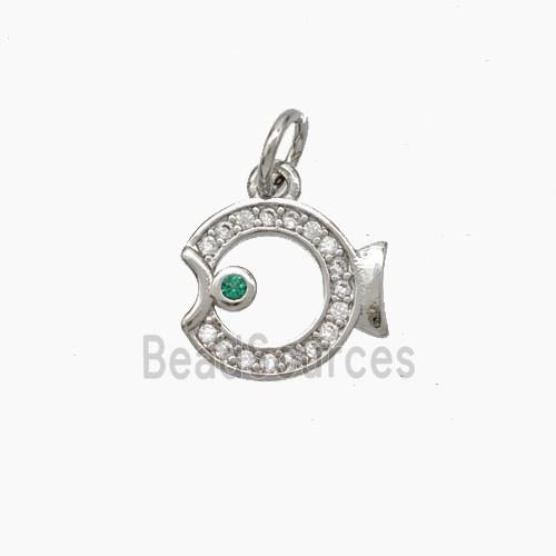 Copper Fish Pendnat Pave Zirconia Platinum Plated