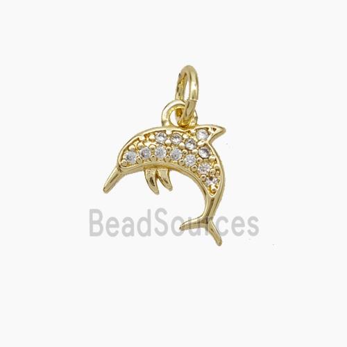 Copper Dolphin Pendant Pave Zirconia Gold Plated