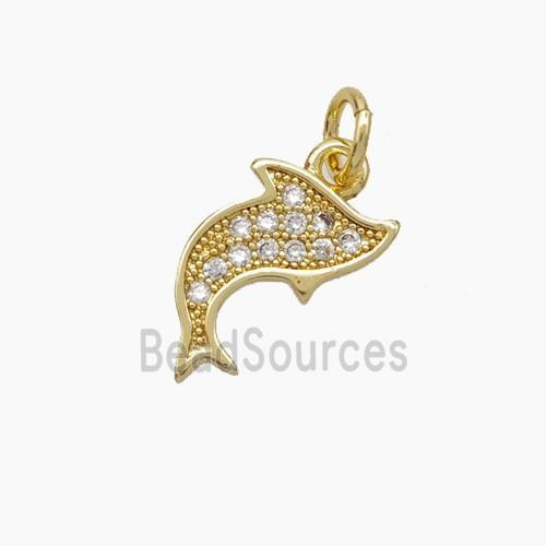 Copper Dolphin Pendant Pave Zirconia Gold Plated