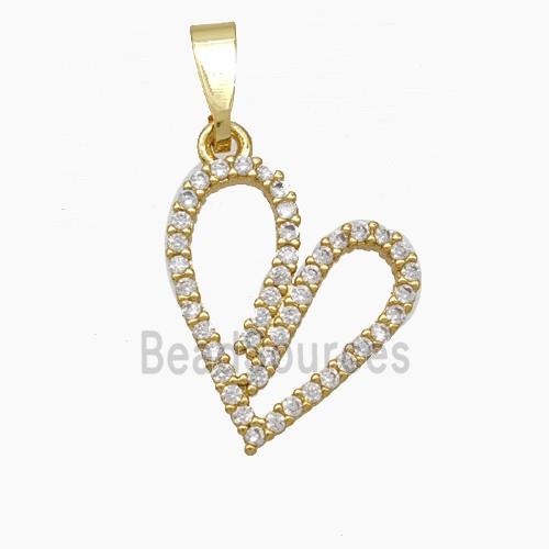 Copper Heart Pendant Pave Zirconia Gold Plated