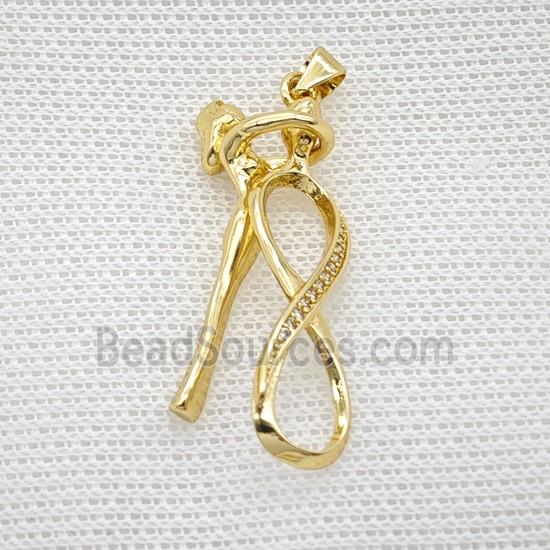 Copper Dancer Girls Pendant Pave Zirconia Infinity Gold Plated