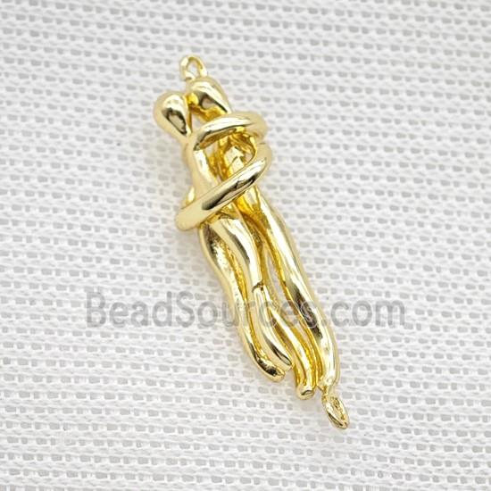 Copper pendant pave zircon, Gold Plated