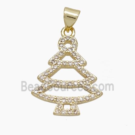 Christmas Tree Copper Pendant Pave Zirconia Gold Plated