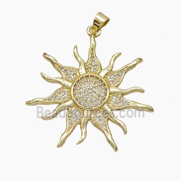 Copper Sun Pendant Micropave Zirconia Gold Plated