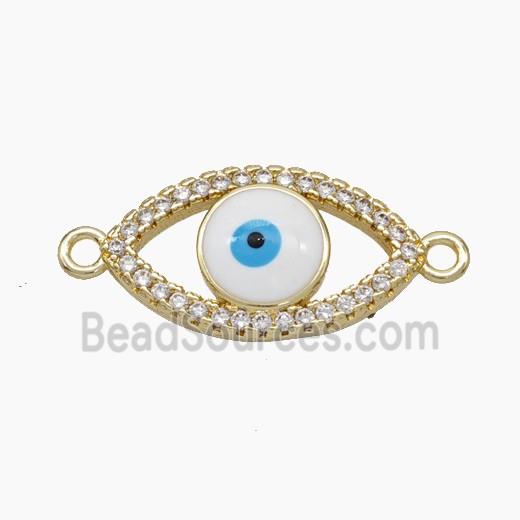 Copper Evil Eye Connector Pave Zirconia Enamel Gold Plated