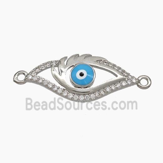 Copper Evil Eye Connector Pave Zirconia Enamel Platinum Plated