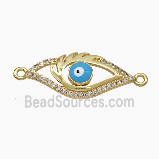 Copper Evil Eye Connector Pave Zirconia Enamel Gold Plated