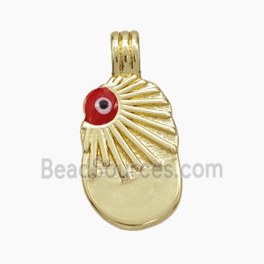 Copper Eye Pendant Red Enamel Gold Plated